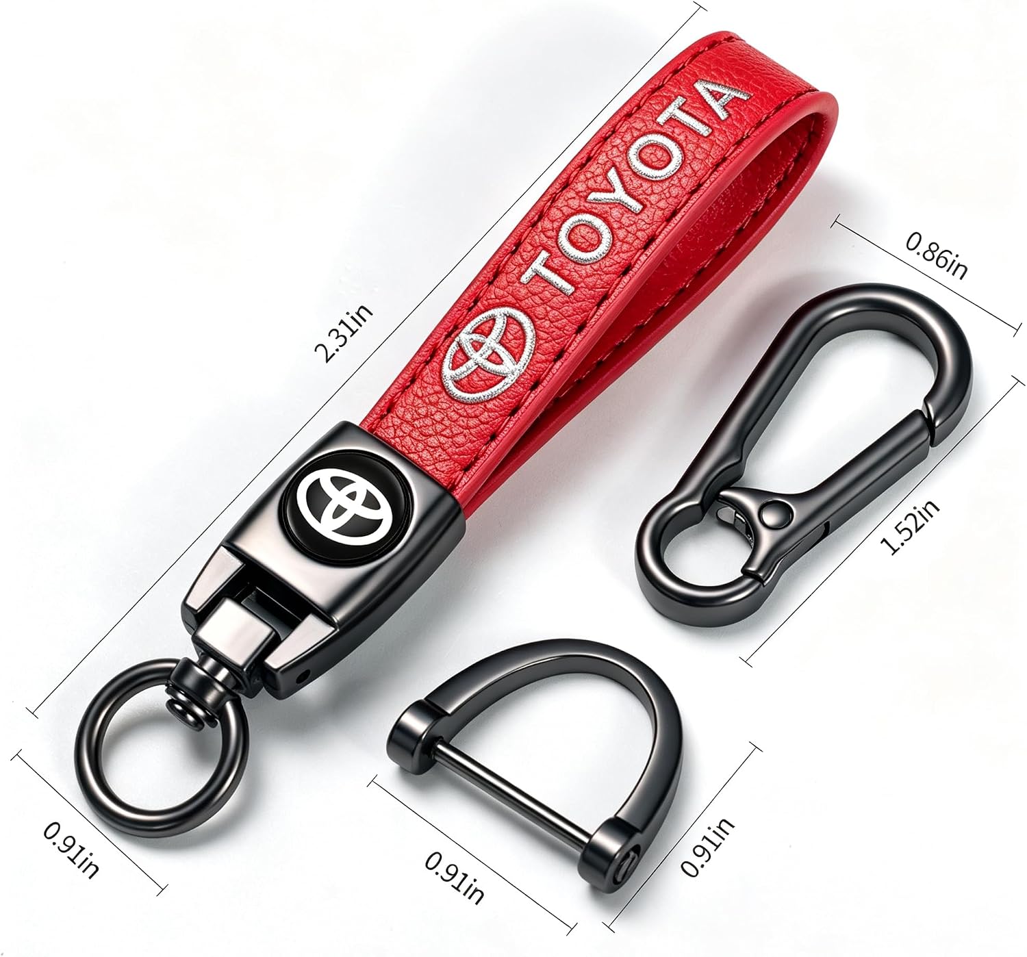 Car Leather Keychain Key Ring Accessories red image 2
