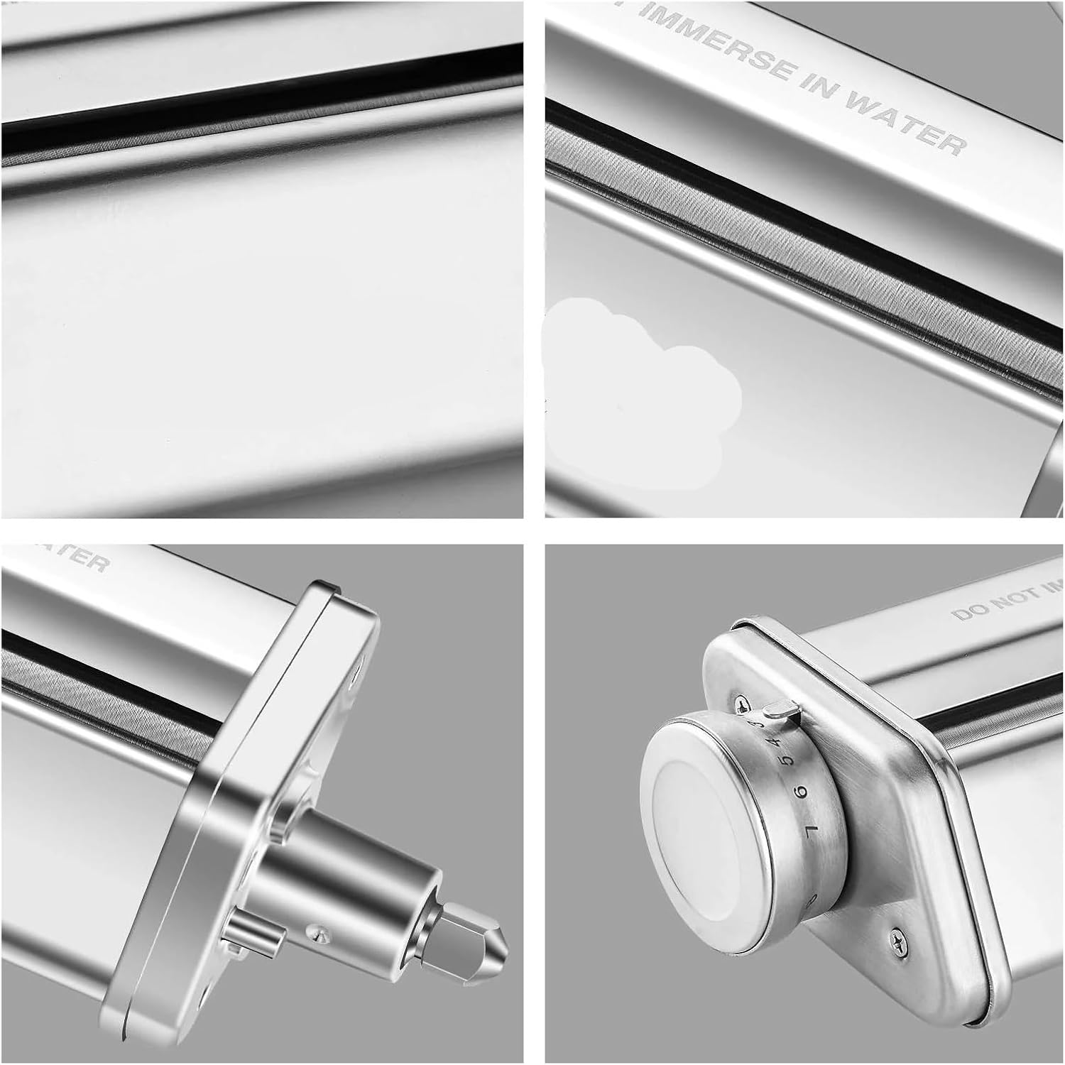 Roller Attachment Compatible For Kitchenaid，Stand Mixer Stainless Steel Pasta Roller Machine Adjustable Thickness Knob(3-1 Pasta Attachment)
