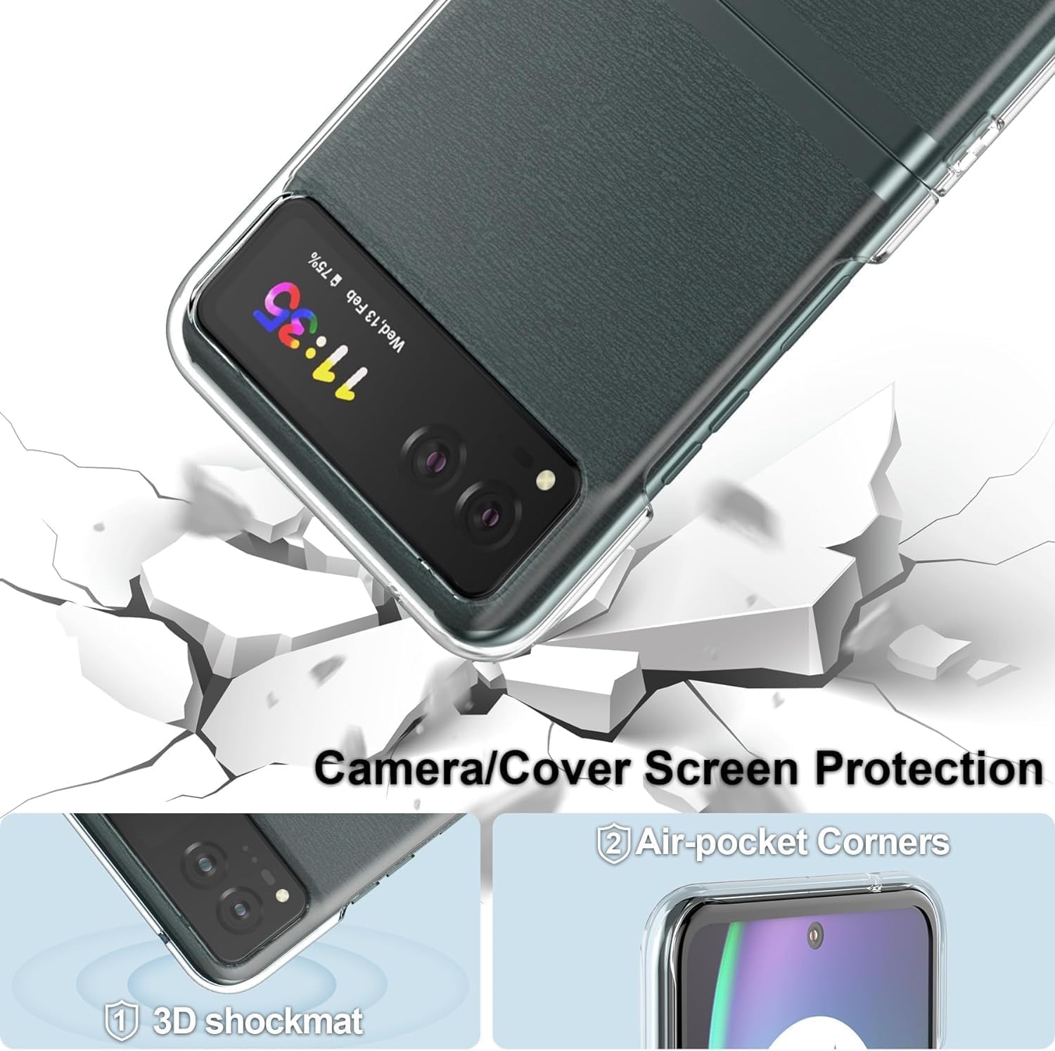 KUSINHOKA Case Compatible with Motorola RAZR 40 5G,Anti Fall Shock Absorbing Anti Scratch Slim Hard PC Protective Cover For Motorola RAZR 40,Transparent - Image 2