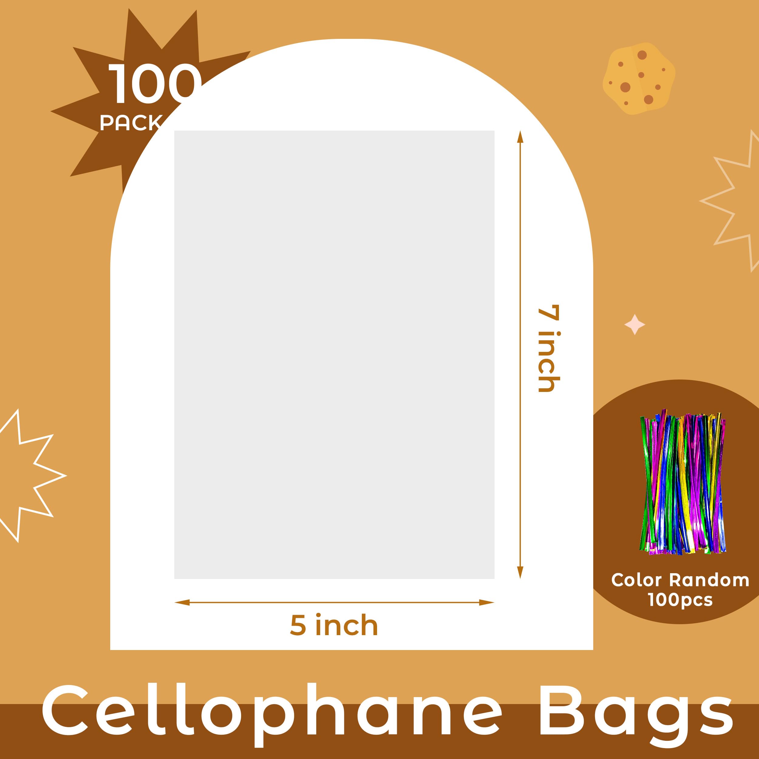 NPLUX 100 Pack Cellophane Bags Small Plastic Cookie Bag Clear Treat Bags with Twist Ties for Small Gift Party Favors Bakery - Image 3