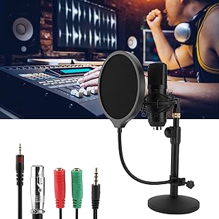 01 Computer Condenser PC Gaming Mic with Bracket - USB Microphone for Computer, Mic for Gaming, Live Streaming, Streaming, Podcasting, Vocal Recording, Compatible
