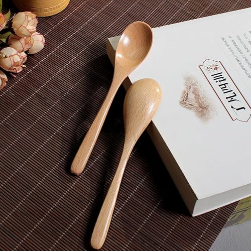 Miniatura 4 de Cuchara de café de madera de 6 pulgadas, cuchara de madera de haya natural, cuchara de postre de té, cuchara de té, agitadores de madera para