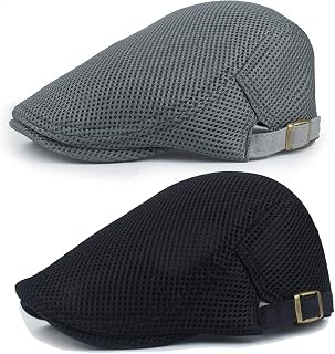 2 Pieces Newsboy Cap Cotton Adjustable Breathable Summer Cap Adjustable Beret Cap Cabbie Flat Cap