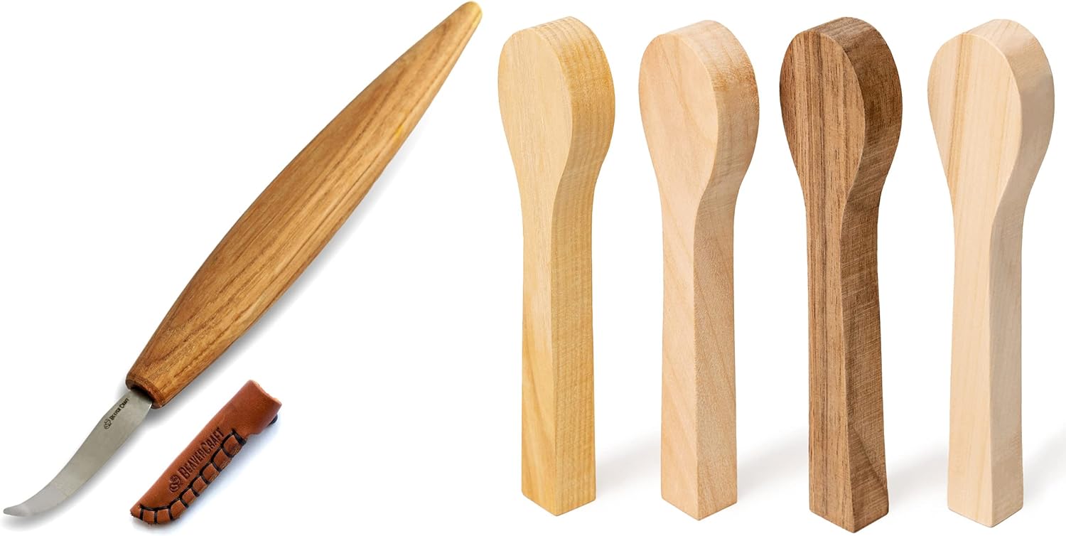 BeaverCraft SK4sHook Knife BB2 Wood Carving Spoon Blank Unfinished Woodcarving Spoon Carving Kit