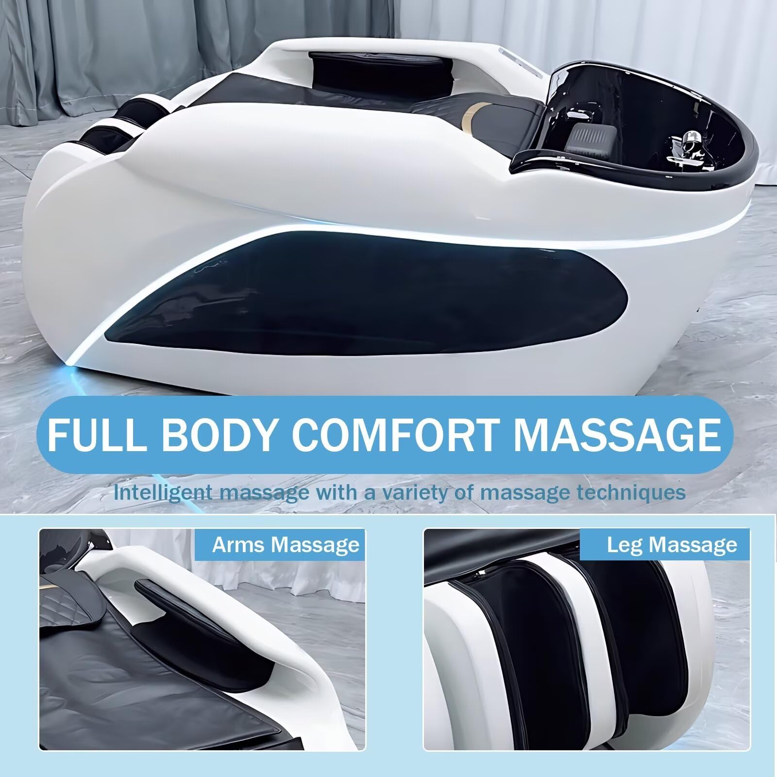 Professionelle Kopf- Und Spa-Waschliege, Massageliege mit Ambientebeleuchtung, Rückenheizung, Wasserzirkulation, Ganzkörpermassage, Moderne Salon- Und Spa-Ausstattung