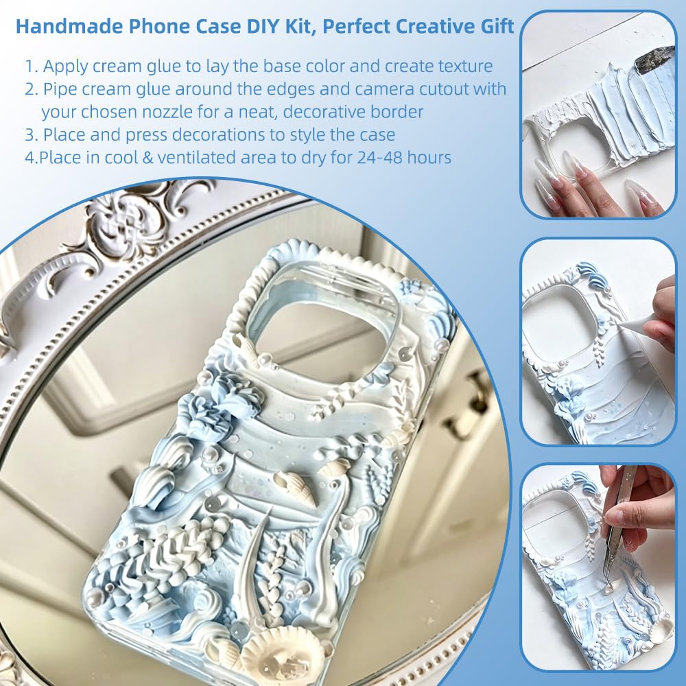 4-Color Decoden Cream Glue Set, 4Pcs 100g Simulation Cream Glue with Nozzles, 1 Pack Resin Accessories for DIY Phone Case, Scrapbooking & Resin Jewelry Making