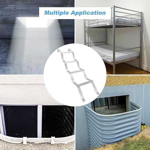 Miniatura 9 de HomiShare Escalera de salida de 4 escalones para sótano, capacidad de carga de 400 libras, escalera de aluminio para sótano de 63 x 14.8 pulgadas