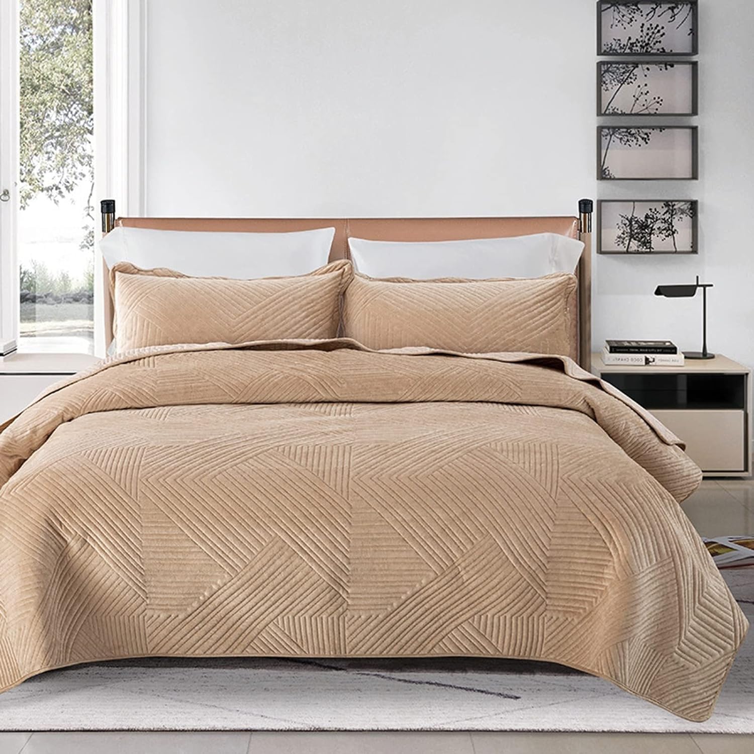 UWOBTN Couvre-Lit 2 Personnes Luxe 220x240cm Ou 240x250cm - Patchwork Matelassé Microfibre Avec 2 Taies D'Oreiller