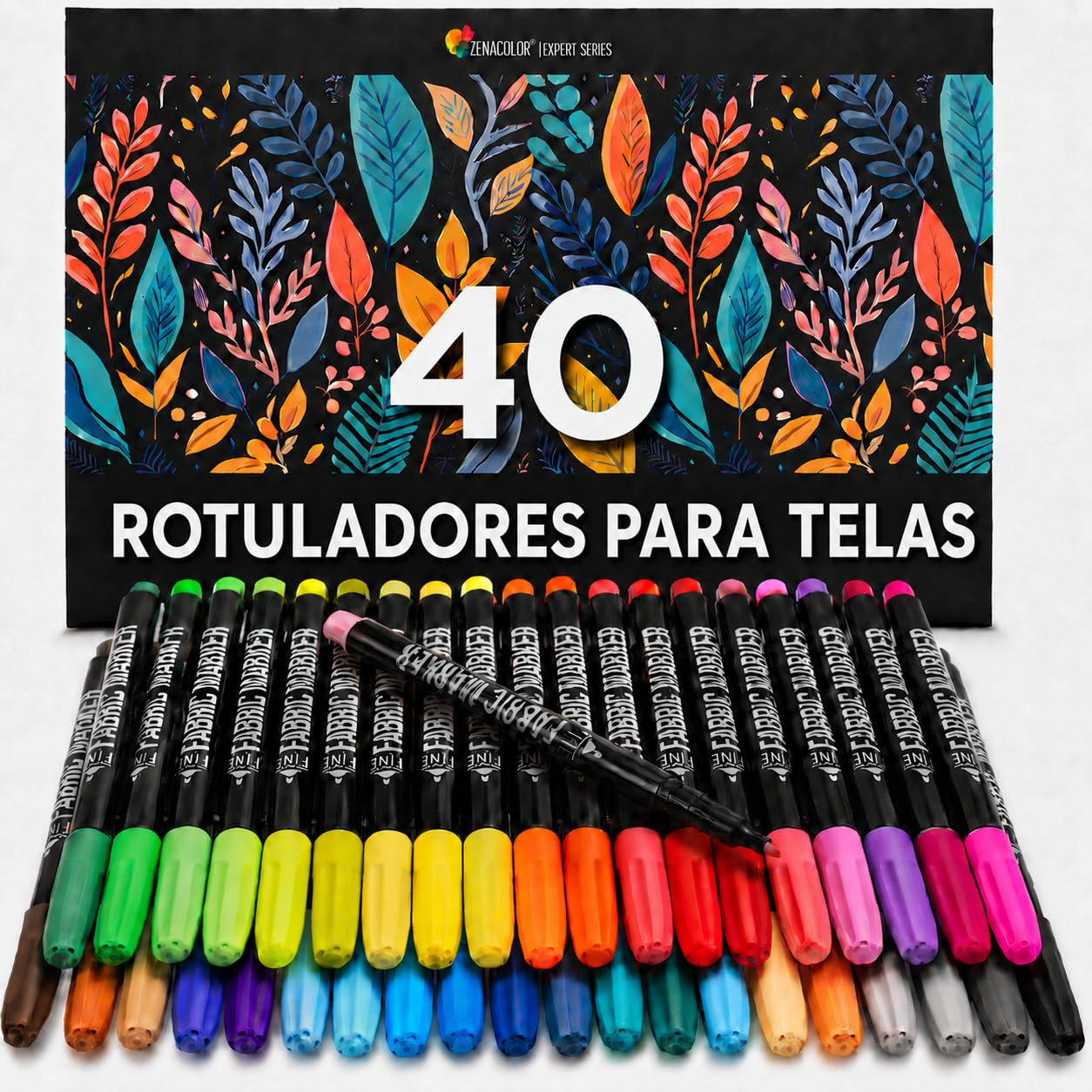 40 Rotulador Textil Permanente - Rotuladores para Tela No Tóxica y Indeleble, Rotulador Permanente con Punta Fina - Perfecto para Camisetas, Bolsas, Tote Bag y Otros Tejidos - Para Niños y Adultos