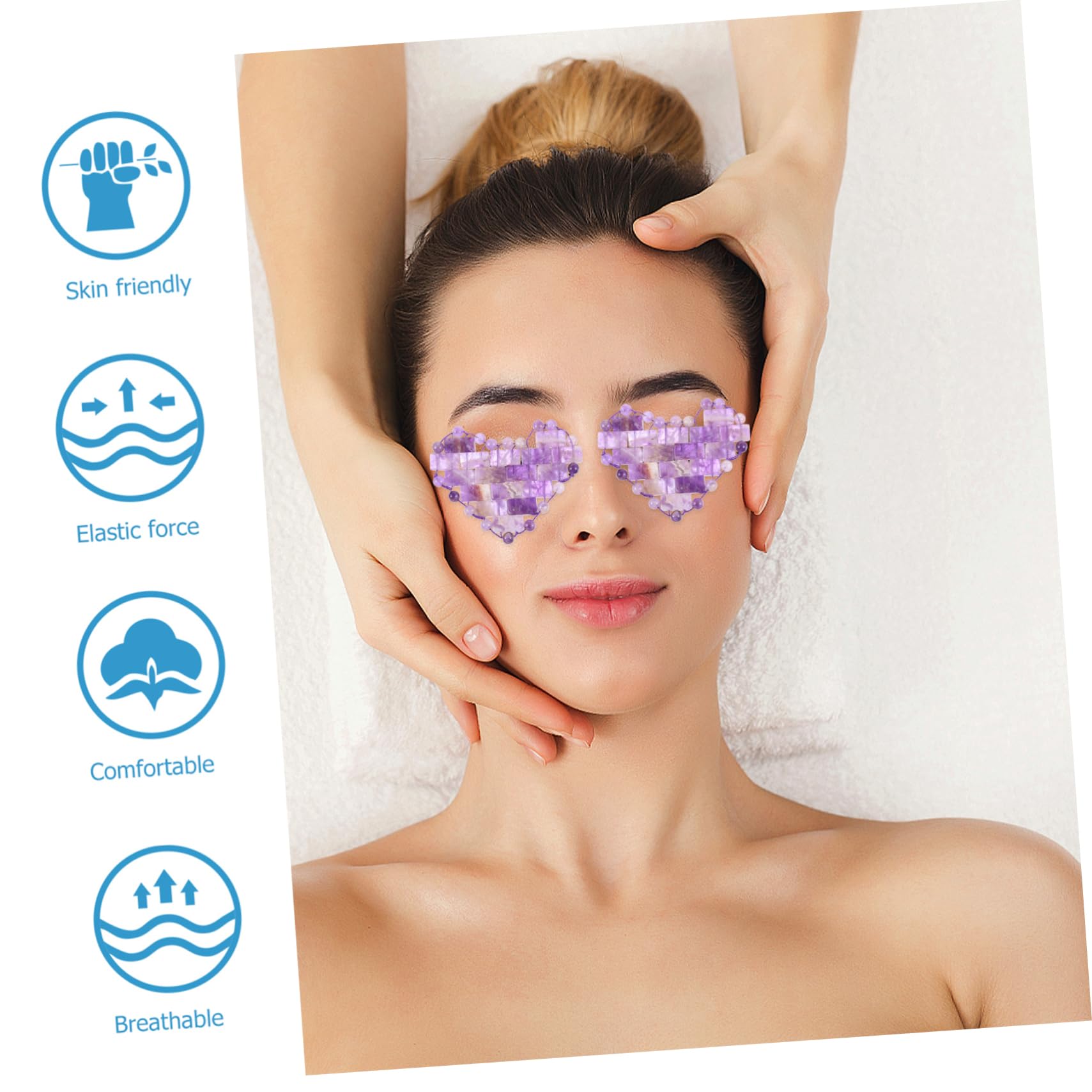 KOMBIUDA 1par De Ojos De Jade Amatista De Enfriamiento Para Relajar Ojos Cansados Ojeras y Aliviar Dolores De Cabeza Uso Casa Oficina y Viajes