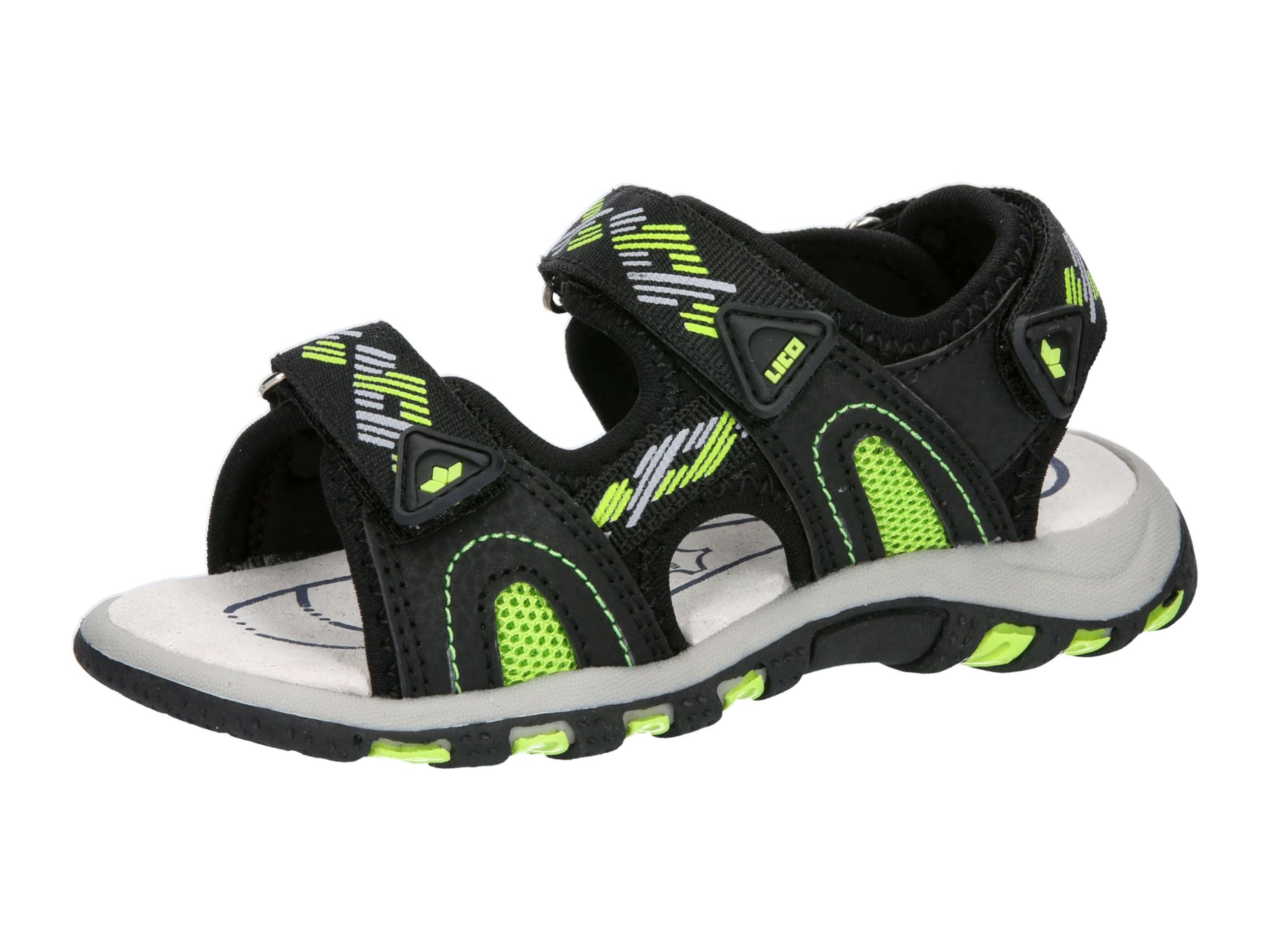 Lico Unisex children's Luca V sandals, Black Grey Lemon, 8.5 UK Child