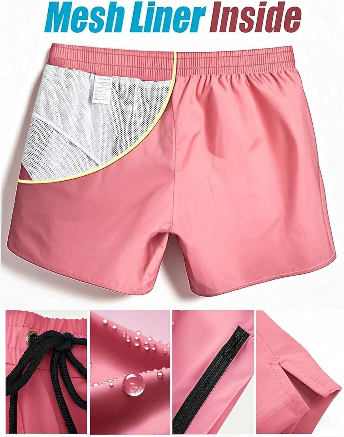 Mens Swim Trunks 5" with Mesh Lining Quick Dry Beach Shorts with Zipper Pockets Sports Swimming Trunks for Men - Image 5