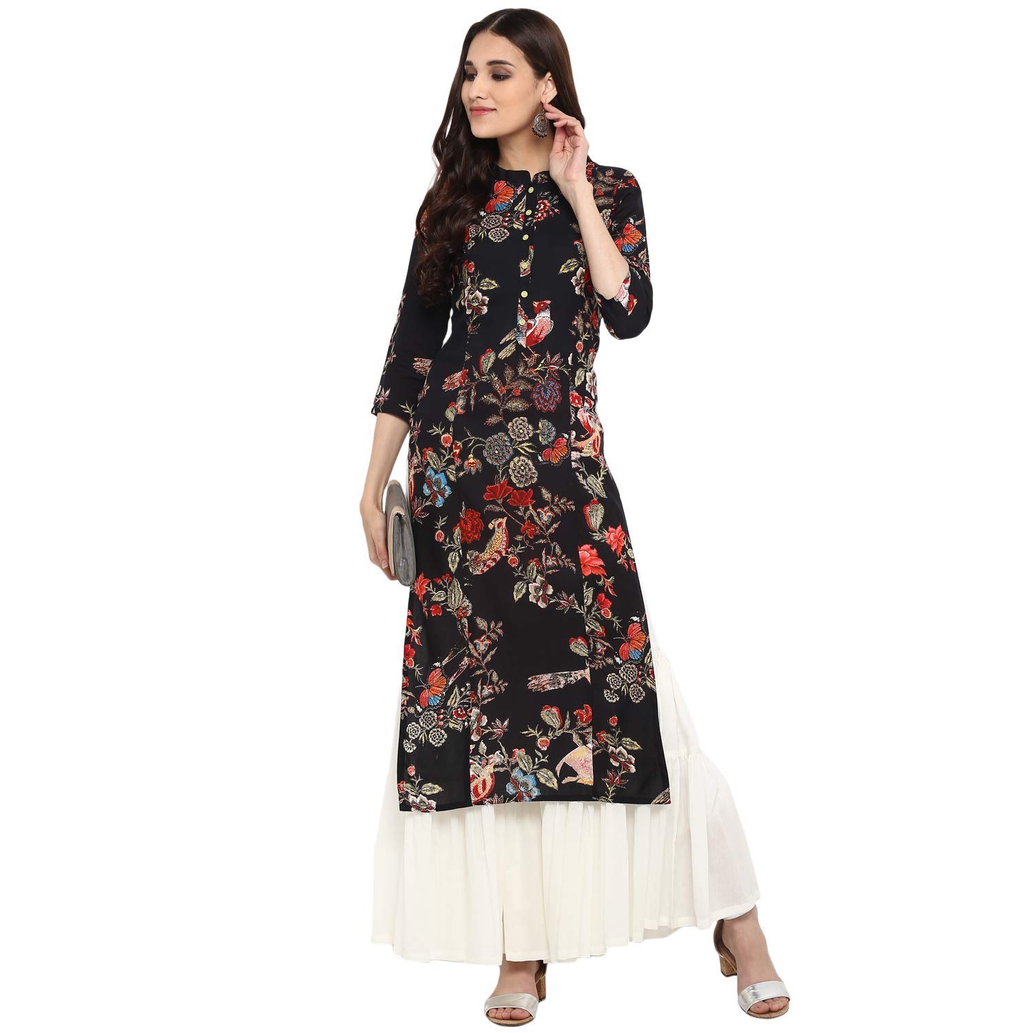 Black floral kurti Clearance