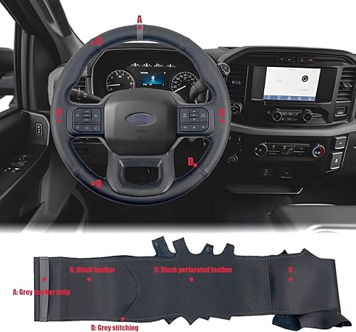 Miniatura 10 de Funda protectora para volante de uretano para Ford F-150 F150 XLXLTLimited 2021 2022 (marcador naranja)