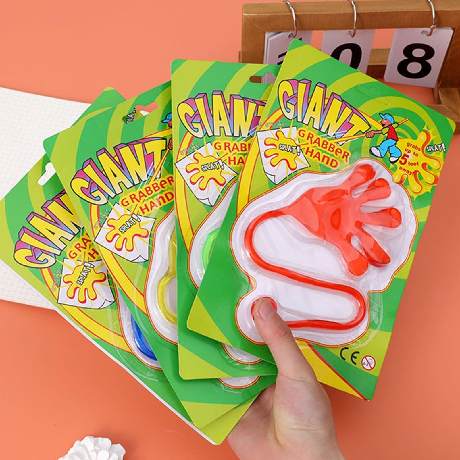 Wusideday 4Pcs Sticky Hands Toy, Kid Sticky Hands, High-Elasticity Colorful Slap Hand, Classroom Prizes, Stretchy Sensory Toys For Home, School, Outdoor, Traveling