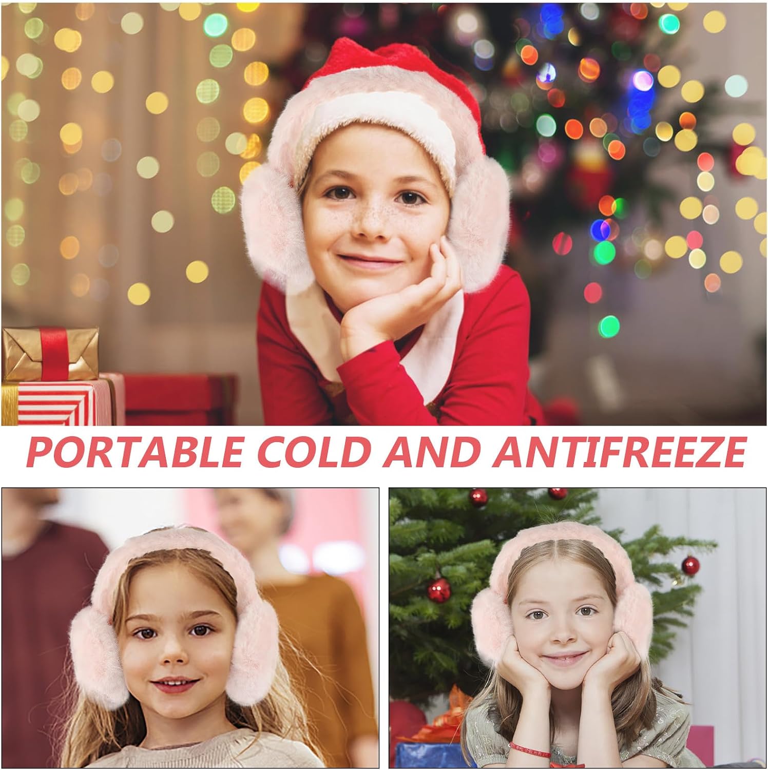 Unomor Foldable Ladies' Warm Furry Earmuffs Winter Ear Warmers Outdoor Ear Protectors Cute Soft Covers for Cold Weather