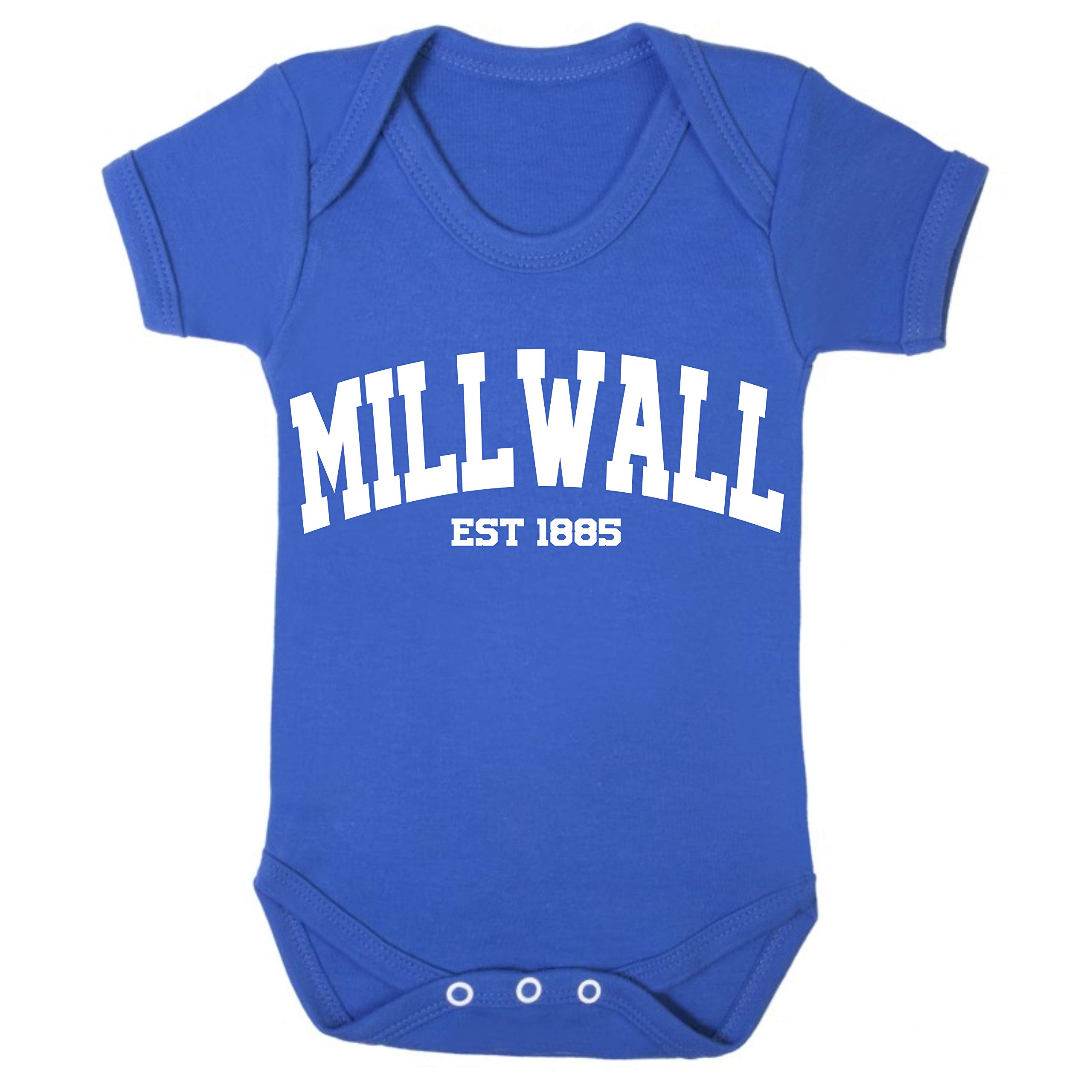 Millwall Established in 1885 Premium Football Baby Grow boy Girl Gift Short Sleeve Vest Romper Short Sleeve Baby Grow Romper Age 6-12 Months Blue