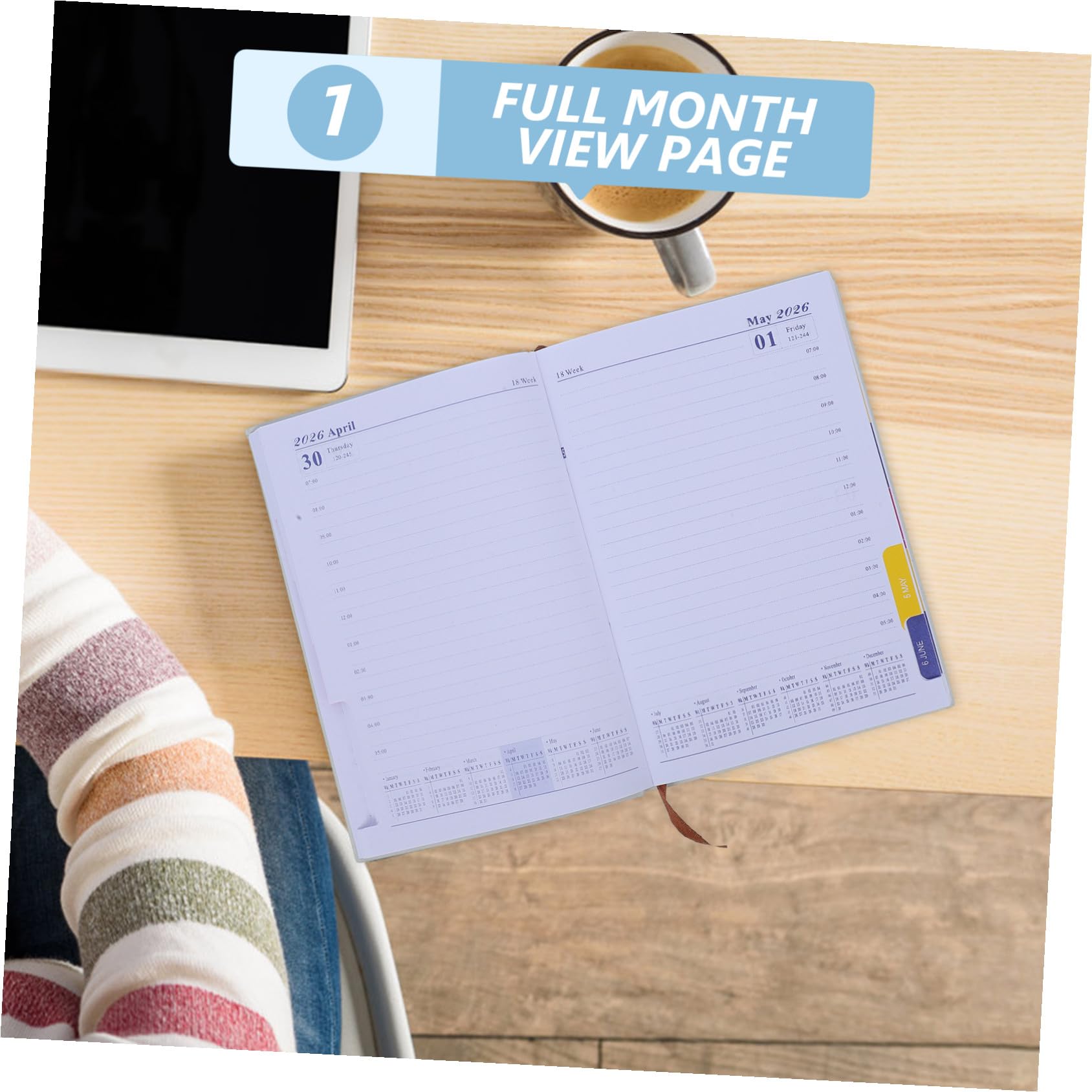 5 Stück Tagesplaner Softcover Business Planer Eleganter Daily Planner Journal mit Jahreskalender für Terminplanung und Aufgabenmanagement Handliches Englisches Layout für Büro und