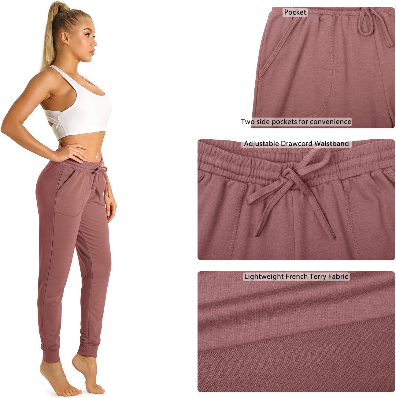icyzone Women's Active Joggers Sweatpants - Athletic Yoga Lounge Pants with Pockets