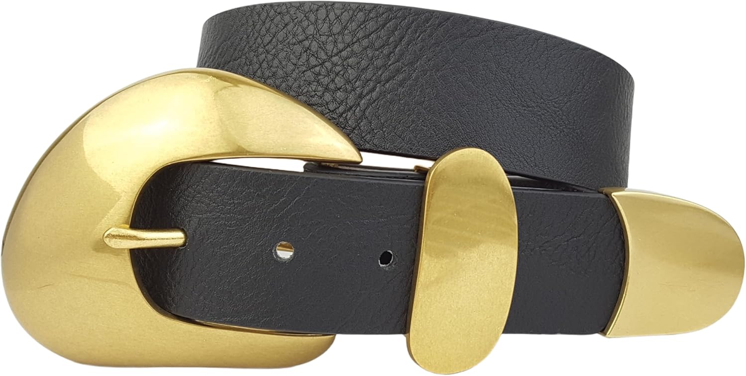 Western-Inspired Vintage Gold Statement Buckle Belt