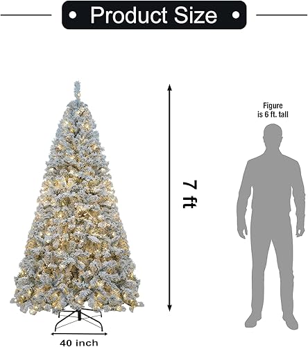 Miniatura 2 de Demi Sharky Árbol de Navidad artificial de 7 pies árbol de Navidad de abeto de alta calidad con bisagras PVCPE material ignífugo 2121 puntas para