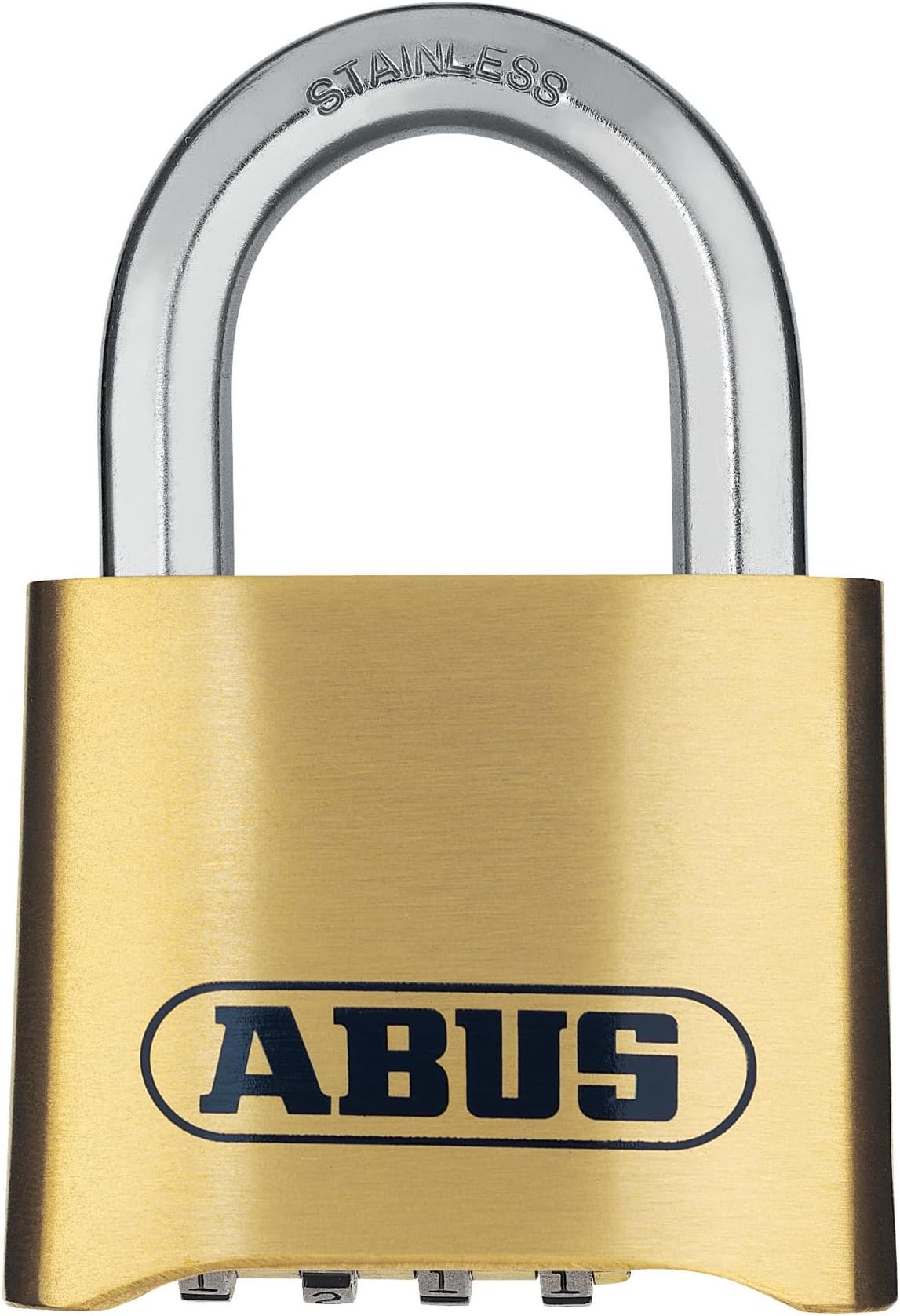 ABUS combination lock 180IB/50 - brass padlock - weatherproof - with individually adjustable combination code - security level 5 - brass colours