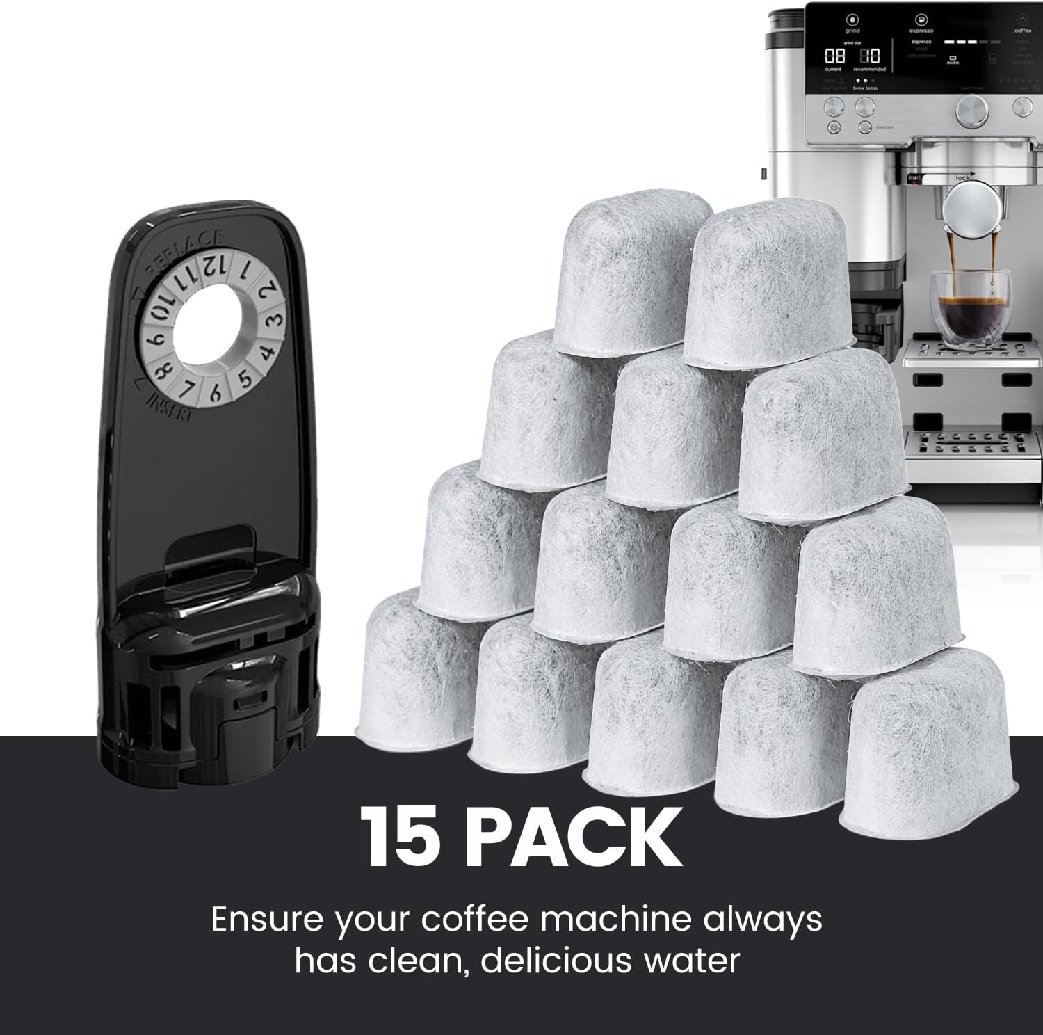 MIMORE Coffee Water Filter - 15 Pack Coffee Maker Water Filter Compatible with Ninja Luxe Cafe Accessories ES601 Coffee Filter Replacement