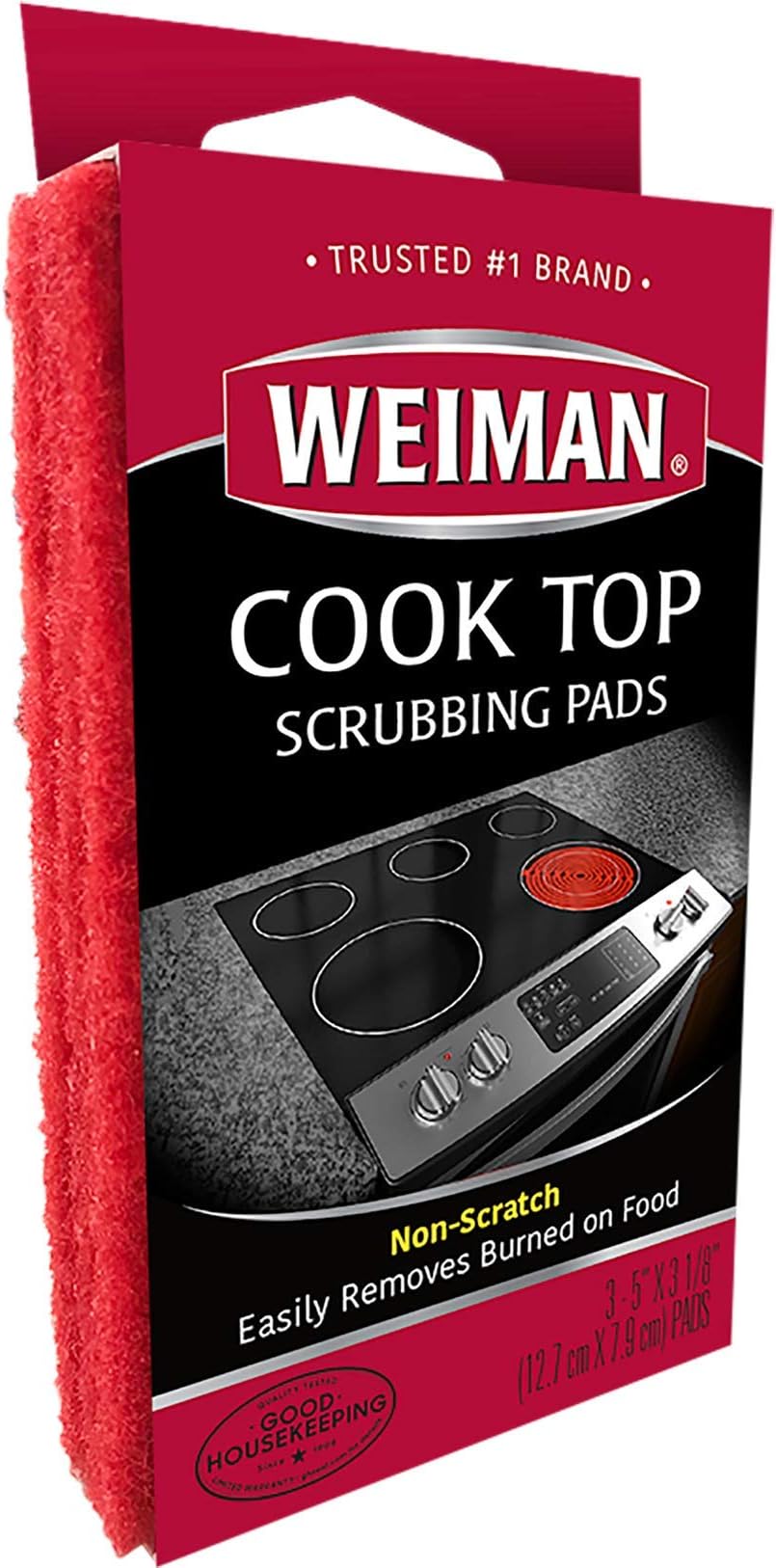 Cook Top Scrubbing Pads – Gently Clean and Remove Burned-on Food from All Smooth Top and Glass Cooktop Ranges, 3 reusable pads