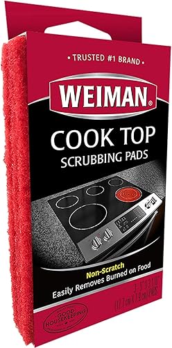 Weiman Almohadillas para fregar Cook Top limpia y retira suavemente los alimentos quemados de todas las gamas de encimera lisa y de vidrio 3