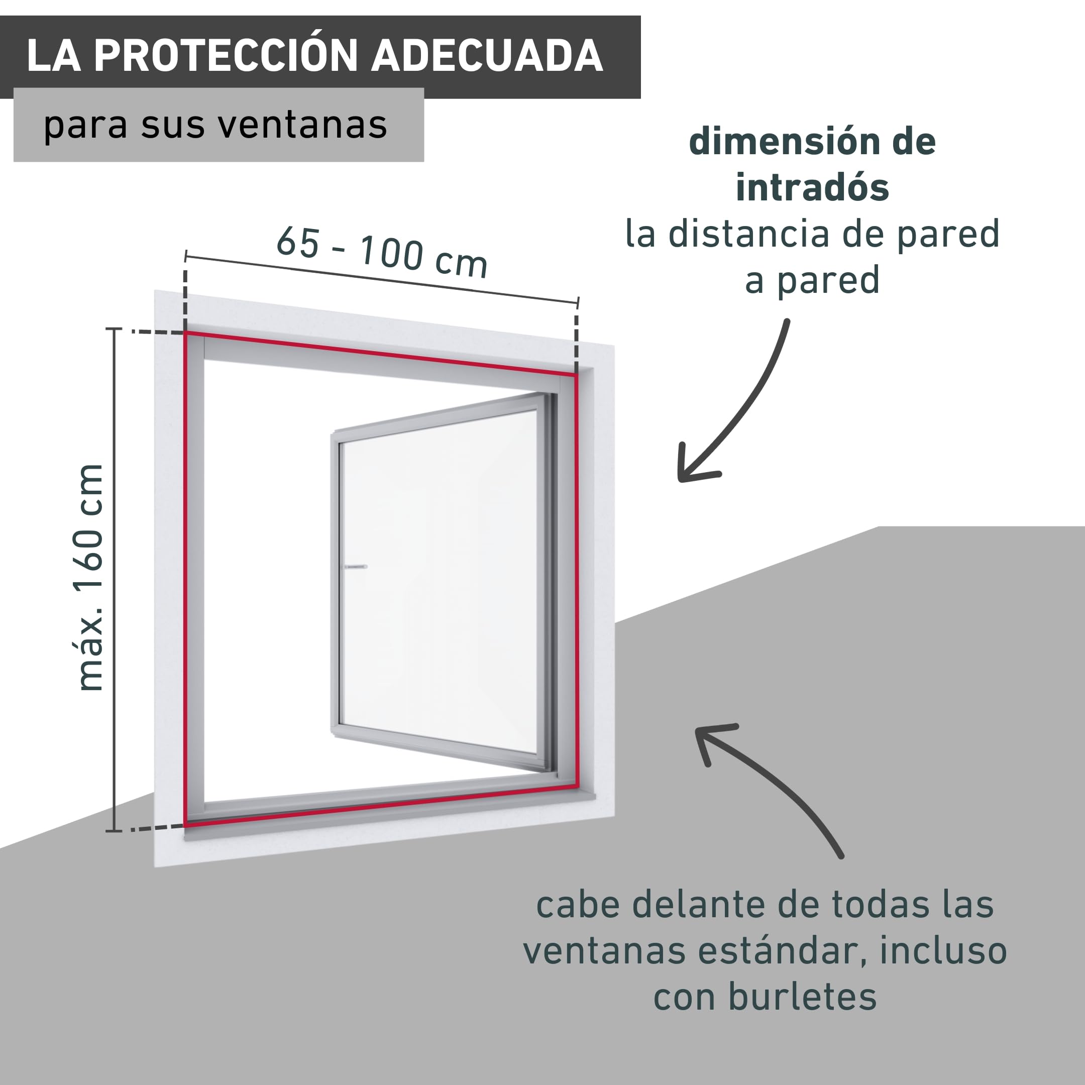 Windhager Cortina Enrollable, mosquitera, Marco de Aluminio para Ventanas, acortable Individualmente, 100 x 160 cm, Blanco, 04320