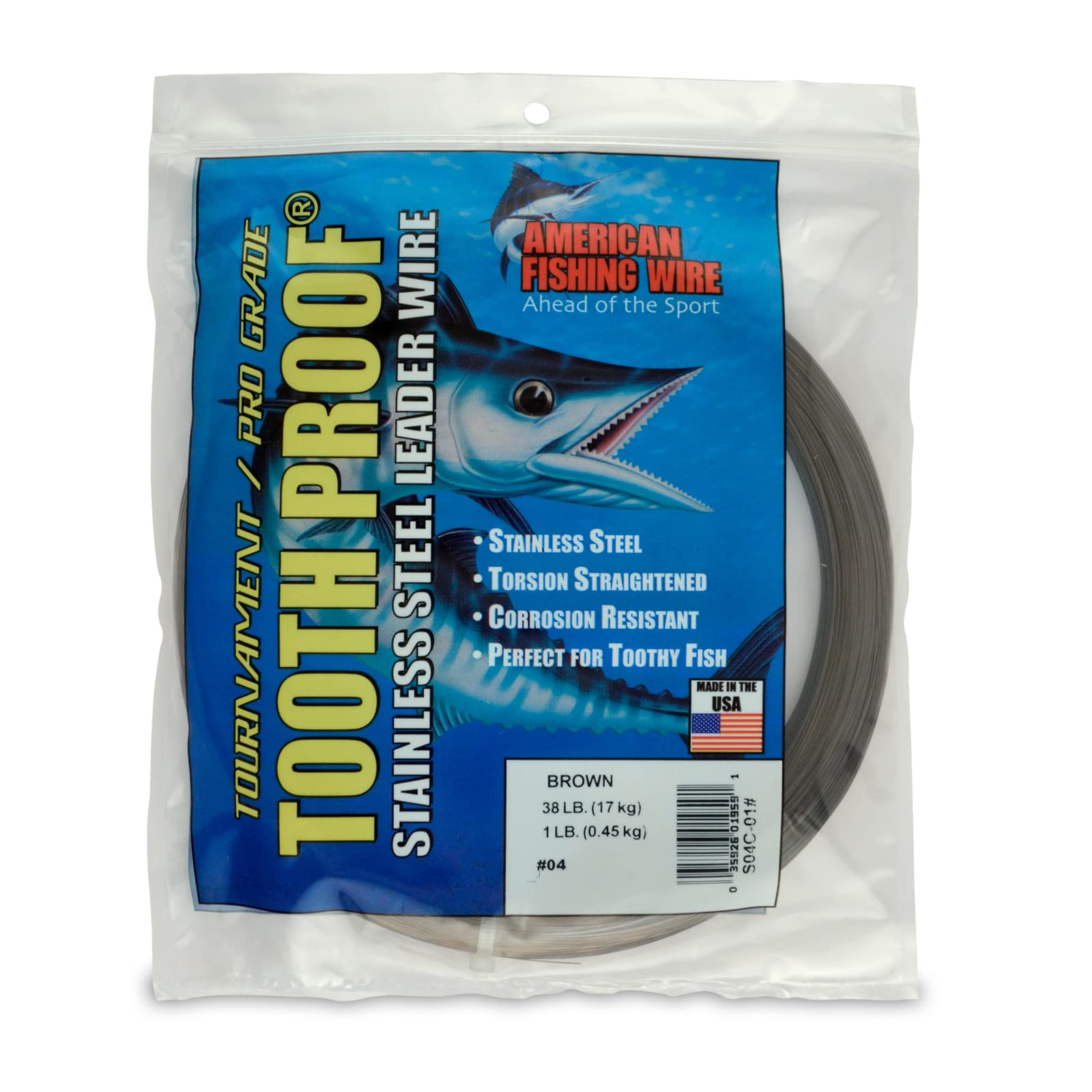 AFW Tooth Proof Fishing Wire Single Strand Leader, Bright and Camo