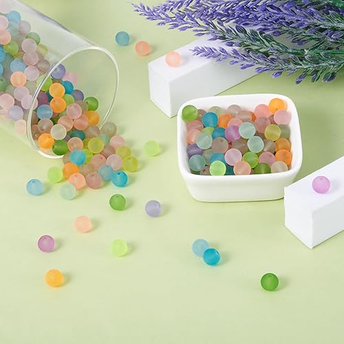 Miniatura 7 de Craftdady - Cuentas sueltas redondas, Colores mixtos esmerilados, 8mm