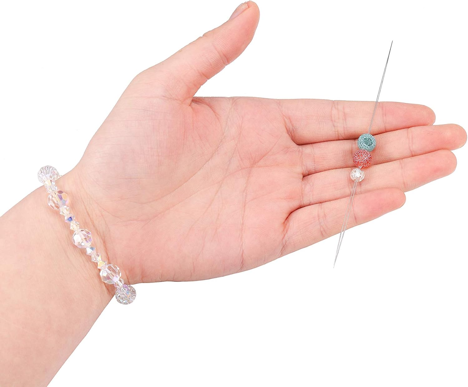 1pc Stainless Steel Big Eye Curved Beading Needles Open Needle for Beads Pearls Threading String Cord Pins Jewelry Accessories (3.8cm x1pc)