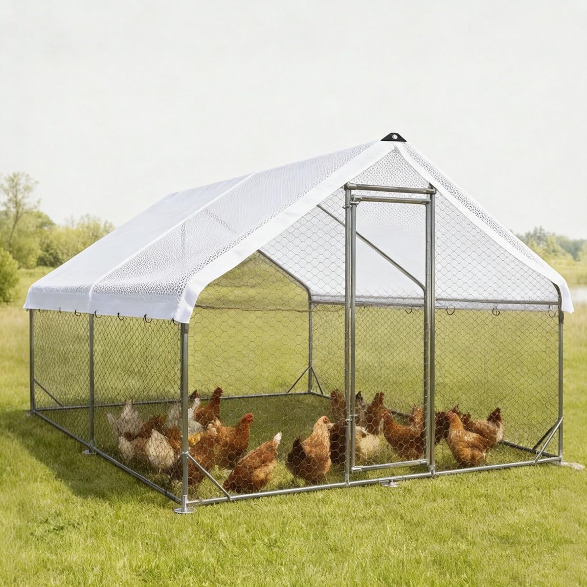 Lona de malla blanca de alta calidad de 12 x 12 pies con ojales – Cubierta de sombra solar resistente a los rayos UV para invernaderos, plantas, patios y malla de pollo al aire libre – Protección
