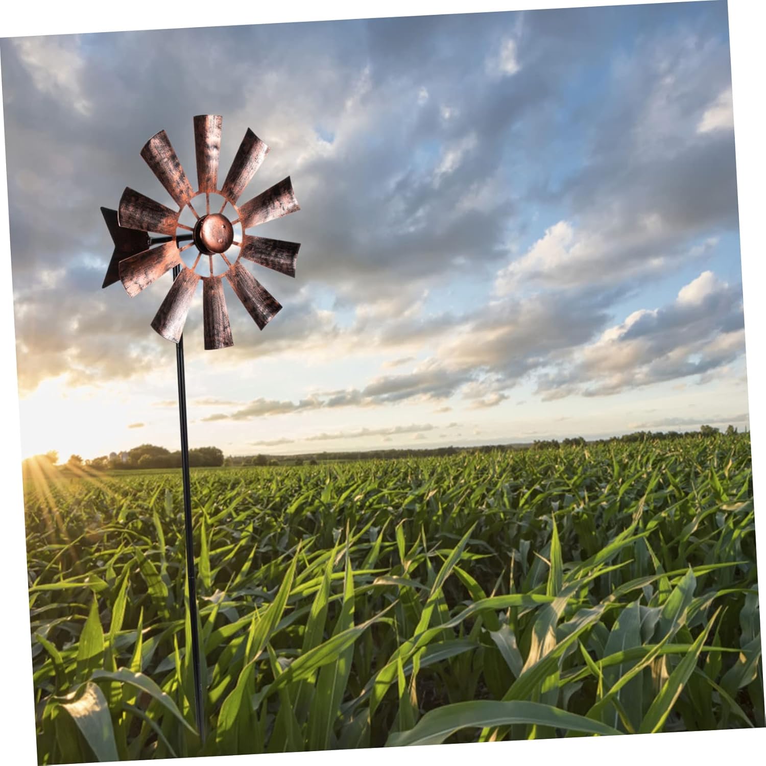 Wrought Iron Metal Windmill Garden Windmill Iron Art Stake for Garden Outdoor