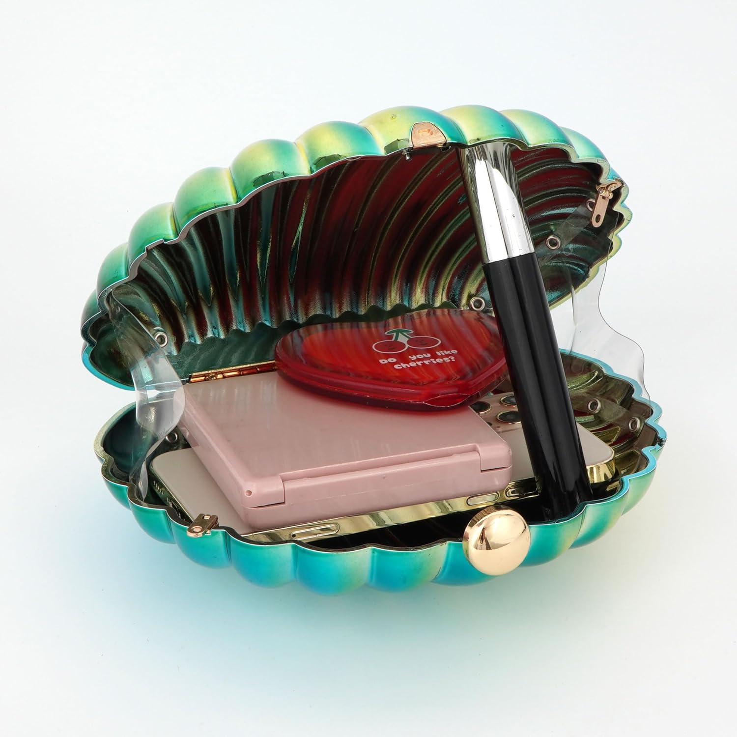 Women Seashell Evening Bag Purse Mermaid Chain Strap Clutch Handbag Shoulder Bag | Seashell, Mermaid, Chain Strap - Image 5