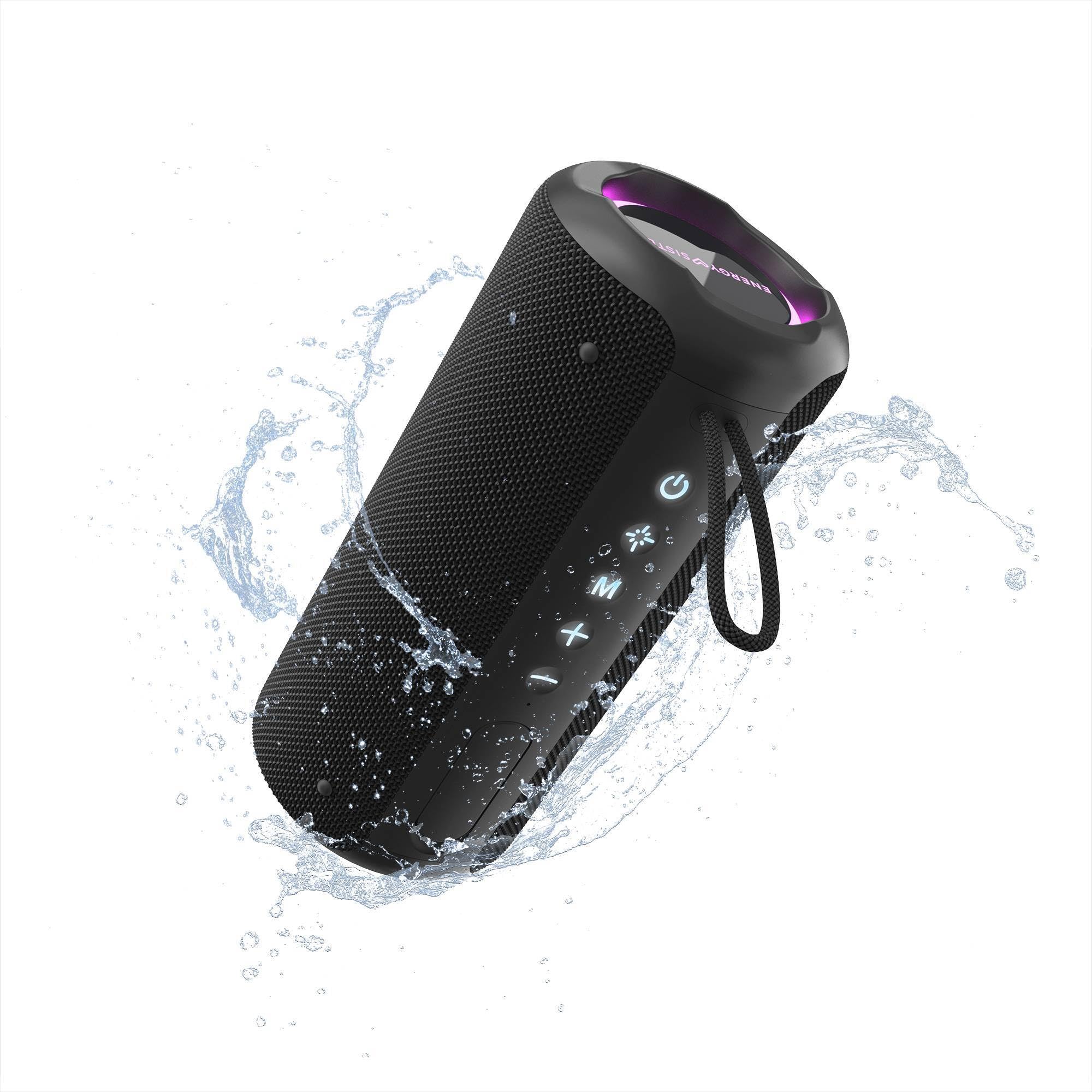 Energy Sistem Soundbliss Altavoz Bluetooth Potente 40W y Portatil TWS 12H Autonomia IPX6 Resistente al Agua Sostenible Plastico Reciclado Luces LED USB y MicroSD para Exterior e Interior Negro