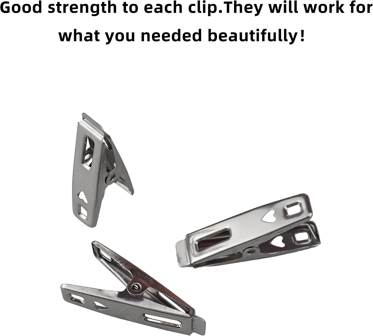 HEEHEE 80PCS Stainless Steel Clothes Pins Strong Grip Keep Organized Multipurpose with Spring Metal Clothes Clips 2inch for Photos Food Bags Clothes Drying Sock