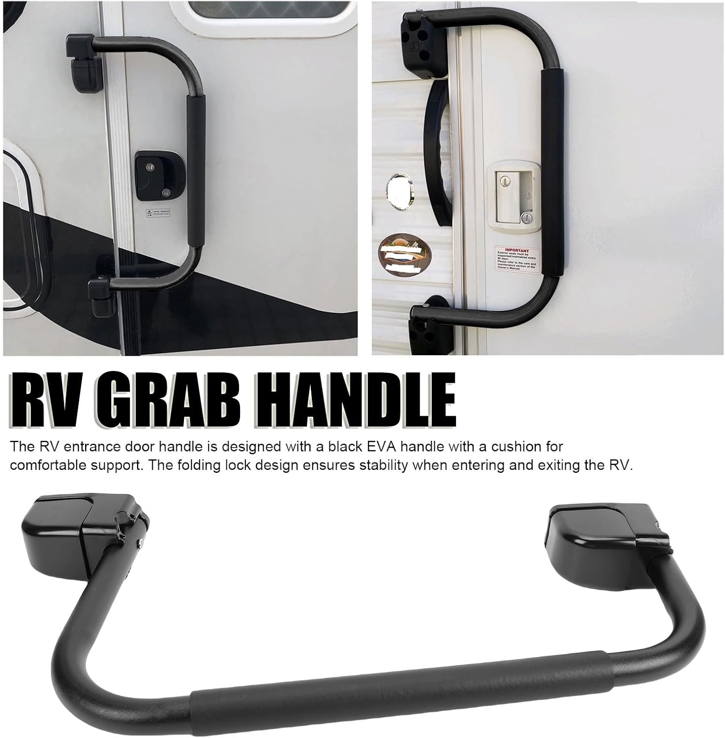 Luocute RV Grab Handle, Automotive Grab Handles Provides Secure Hold for Entering Exiting, Aluminum Alloy Folding Handle Entry Door Grab Bar for Motorhome Travel Trailer