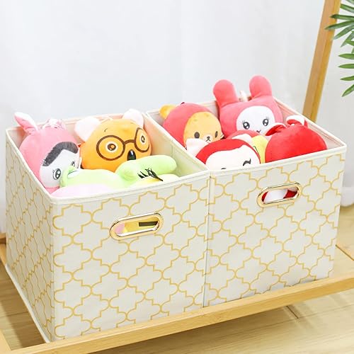 Miniatura 5 de SEVENDOME Contenedores de almacenamiento de tela de tela, organizador de cubos de tela con doble asa, canastas de almacenamiento plegables para el