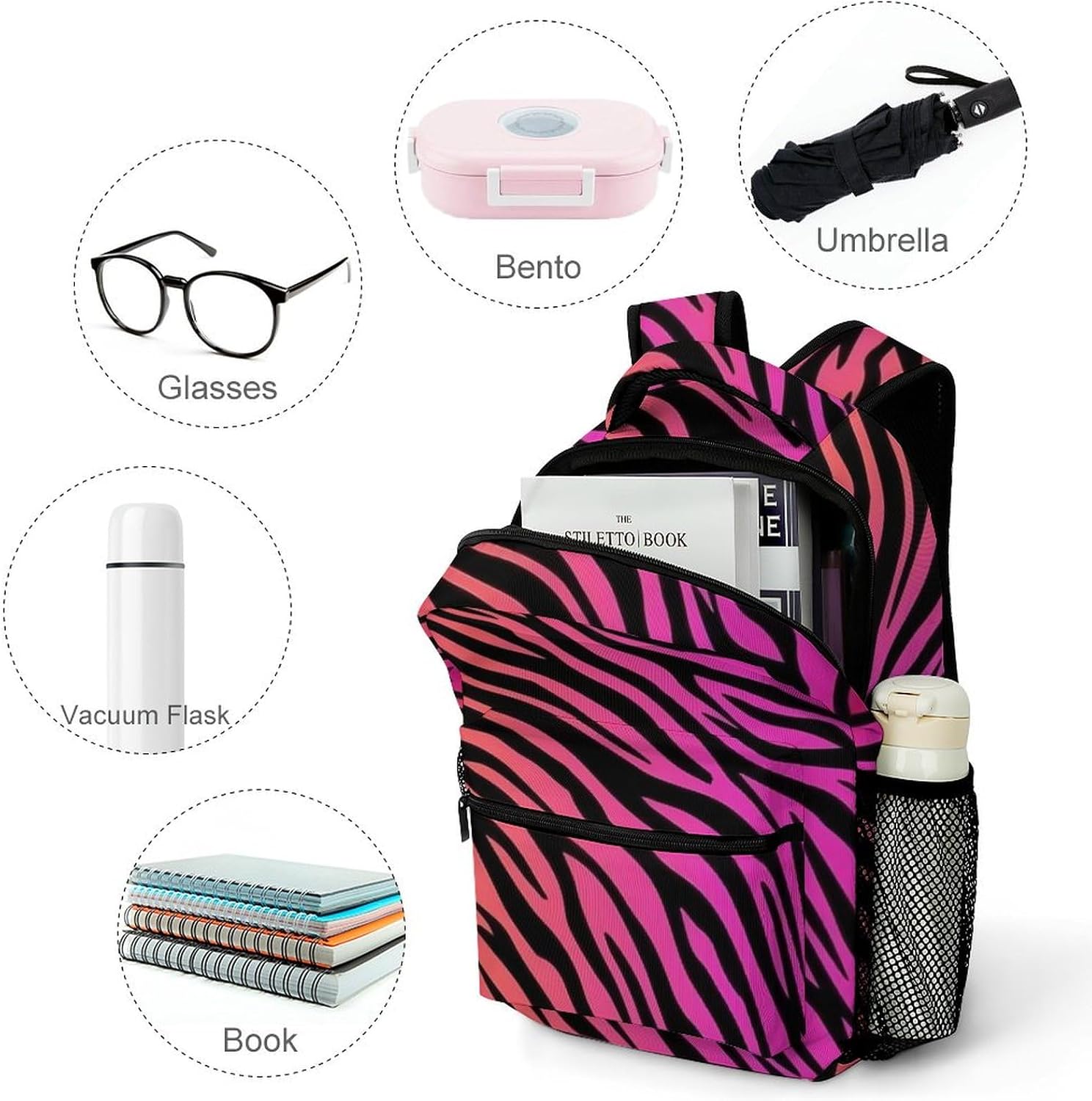 Amazon.com | Snbidmk Zebra Print Casual Backpack Bag Laptop