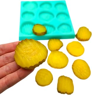 Pickle slices crinkle cut slices silicone mold pickle cucumber slices Silicone Mold Wax mold Resin mold Soap mold Realistic Flexible mold NT056