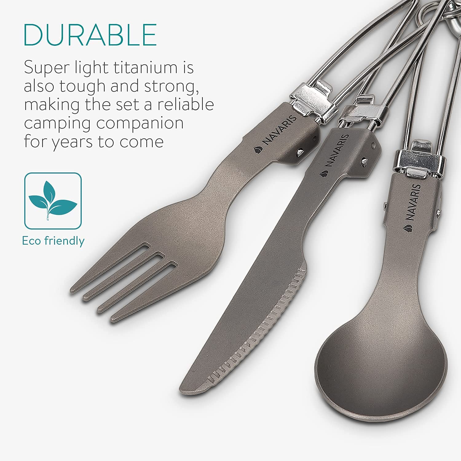 Set di Posate da Campeggio - Pieghevole Leggero Pieghevole Argenteria for Zaino in Spalla, Escursionismo - Coltello, forchetta e Cucchiaio con moschettone e Borsa