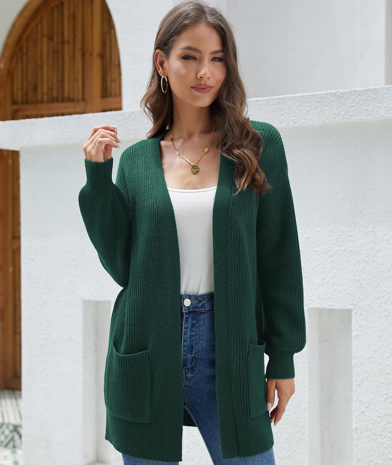 LILBETTER Women's Loose Open Front Cardigan Long Sleeve Casual Lightweight Soft Knit Sweaters Coat with Pockets - Image 7