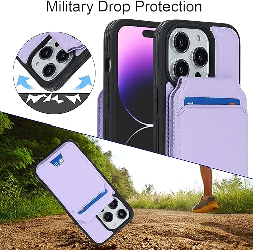 Miniatura 6 de Funda para iPhone 14 Pro con tarjetero de crédito, caja fuerte para iPhone 14 Pro, funda de cuero para mujer, compatible con mag Safe Wallet