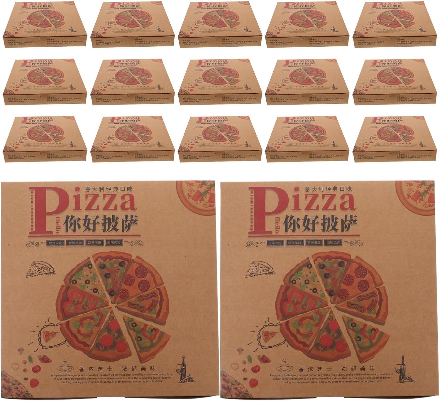 BESTonZON 20pcs Disposable Paper Pizza Boxes for Takeout Greaseproof Pizza Storage Containers Food-grade Paper Take out Boxes and Catering