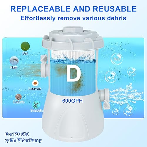 Miniatura 4 de KGC Cartucho de filtro de piscina tipo D compatible con Summer Waves, repuesto de cartucho de filtro de bomba de piscina sobre el suelo (paquete de