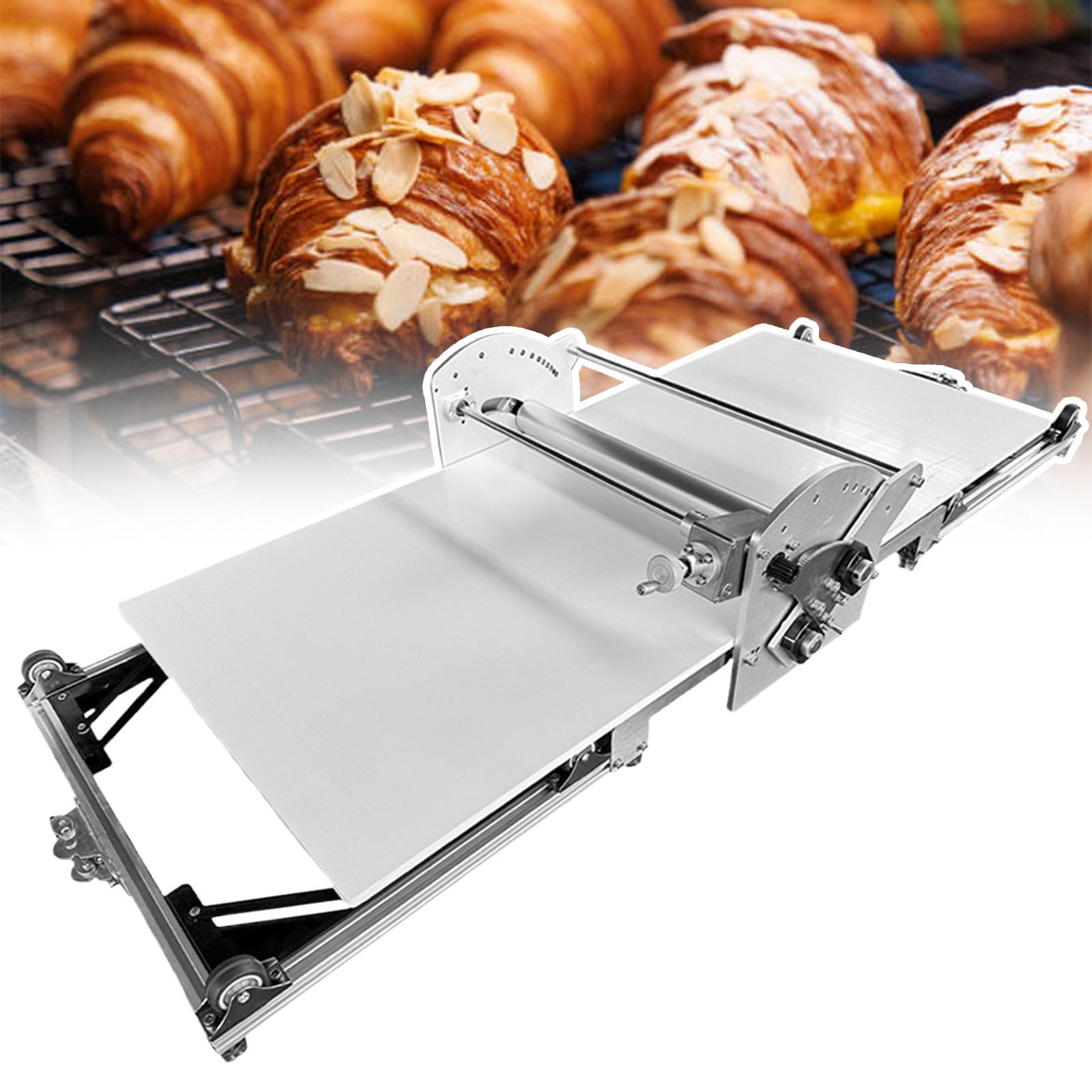 Teigausrollpresse, Wendbare Teigrolle, Ausrollpresse, Kommerzieller Vertikaler Fondant-Glätter, 40 × 17,7 Zoll Ausrollbrett, Faltbar | 2–30 Mm Dicke, Einstellbar, Für Croissants, Eierkuchen