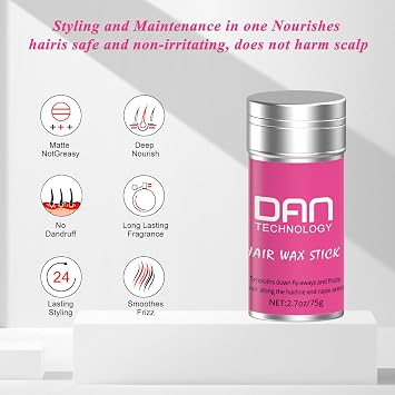 DAN hair wax stick, Wax Stick for Hair, Hair-Styling Waxes, Non-greasy Styling Hair Pomade Stick, Nourishing Accessories - Slick Stick for Women & Kids,(2.7 oz)