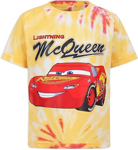 Miniatura 2 de Disney Cars Lightning McQueen - Paquete de 3 camisetas de manga corta con cuello redondo para niños pequeños y grandes